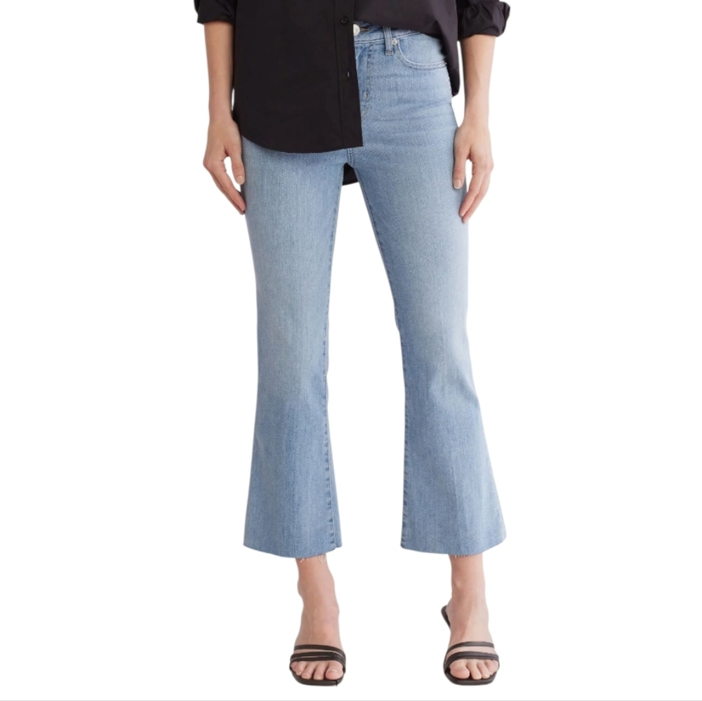 Frame Le Crop Mini Boot Raw Hem Jeans Light Wash Denim Bootcut Size 28